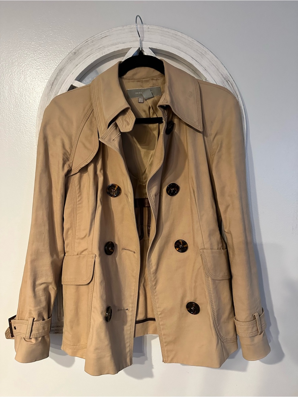 🍁Zara Beige Double-Breasted Trench Coat